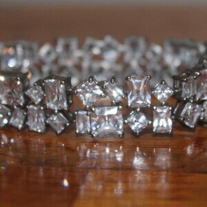 Gorgeous 925 Statement Baguette Princess Wide Tennis Bracelet